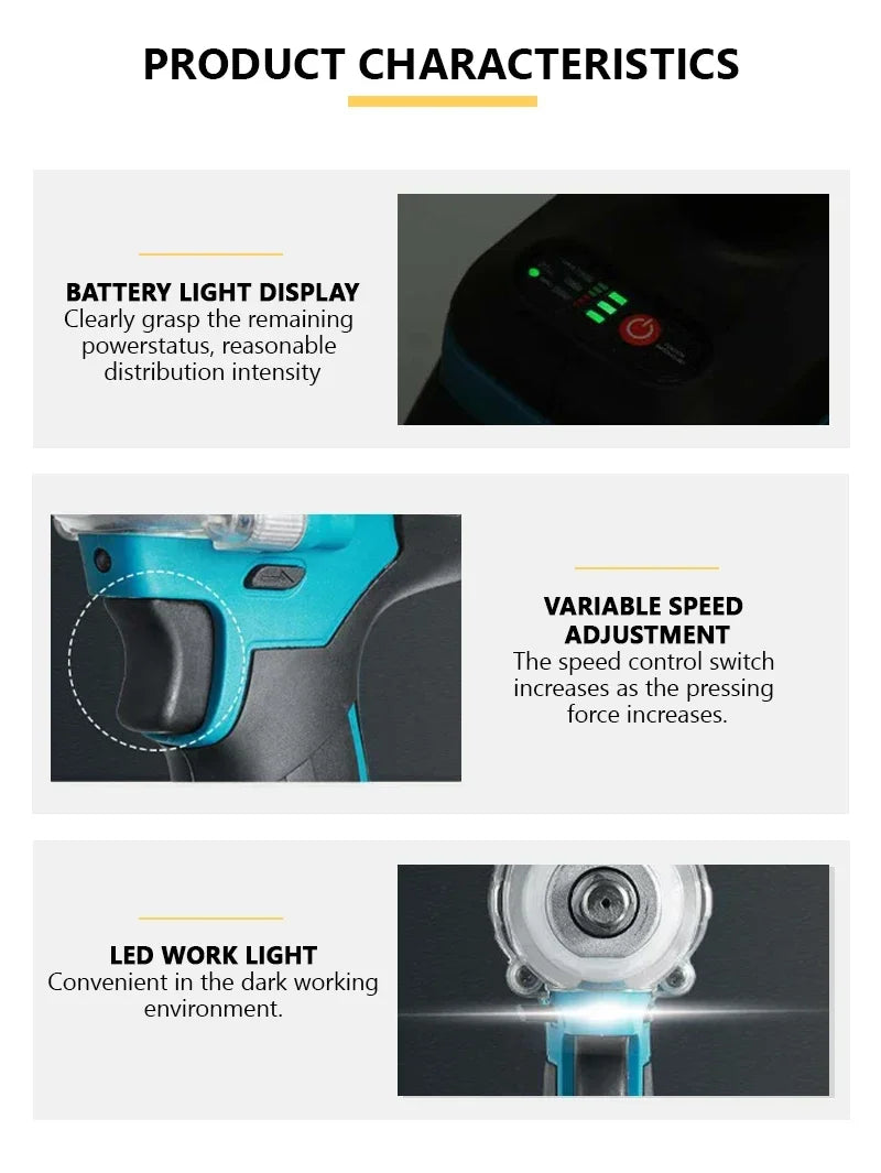 Makita DTW600 Screwdriver Machine Brushless Electric Screwdriver Rechargable Drill Driver Compatible with Makita  18V Battery