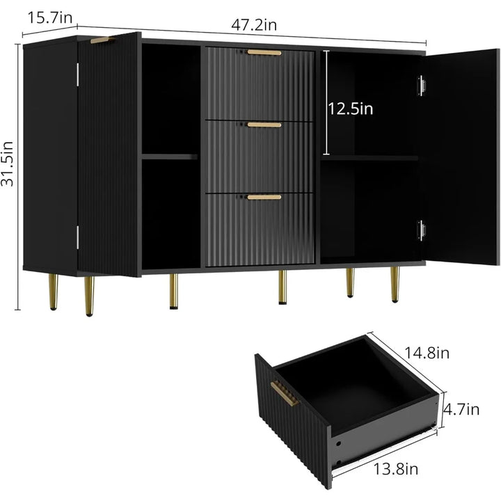 Modern Black Cabinet with Storage