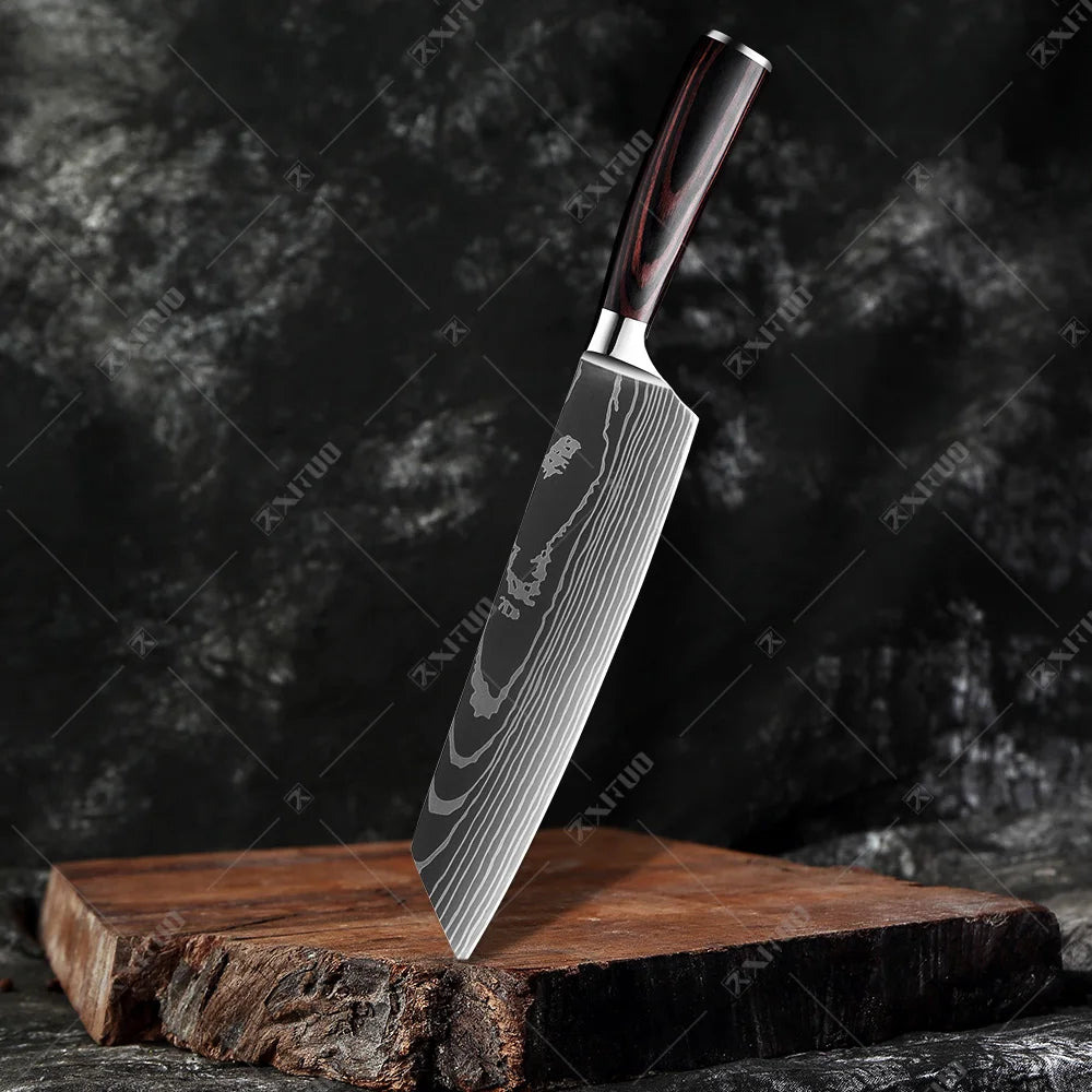 XITUO Professional Damascus Laser Pattern Chef Knife High-Quality Kitchen Knife, Sharp Slicing Cleaver, Boning & Utility Knife