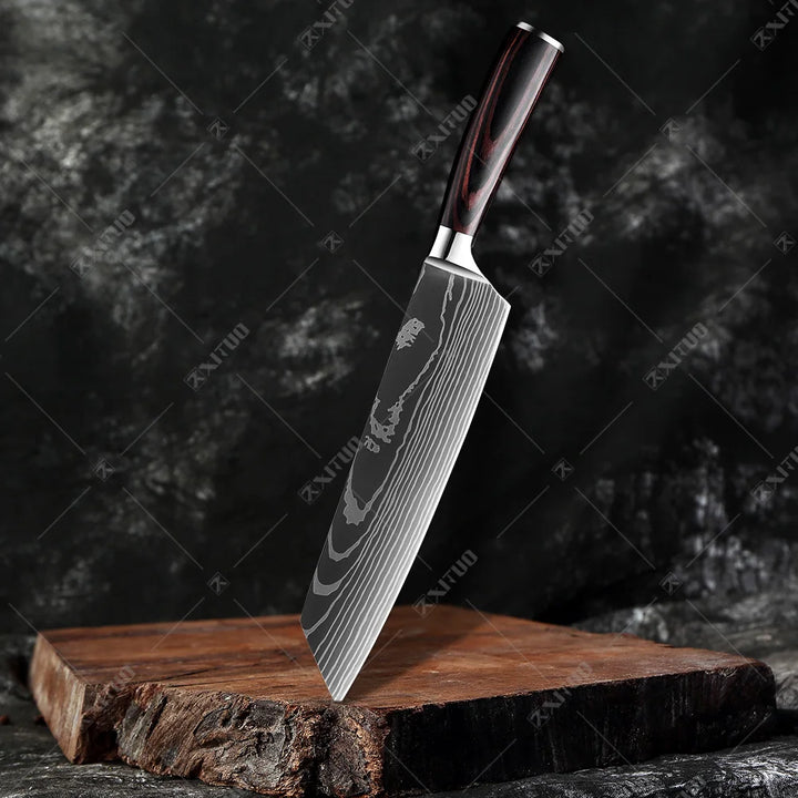 XITUO Professional Damascus Laser Pattern Chef Knife High-Quality Kitchen Knife, Sharp Slicing Cleaver, Boning & Utility Knife