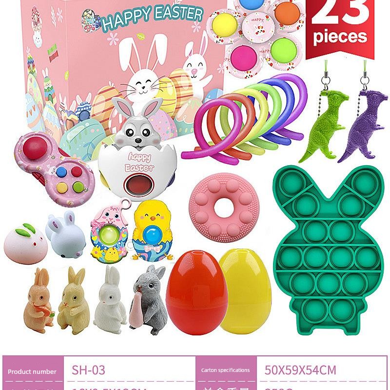 Children's Day Easter Egg Kids Building Blocks Blind Box Cartoon Rabbit Decompression Color Film Puzzle Egg Engineering Car Toys