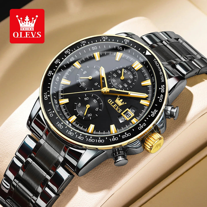 OLEVS Top Brand Men's Watches Casual Fashion Original Wristwatch Chronograph Waterproof Stainless Steel Luminous Date 2023 New