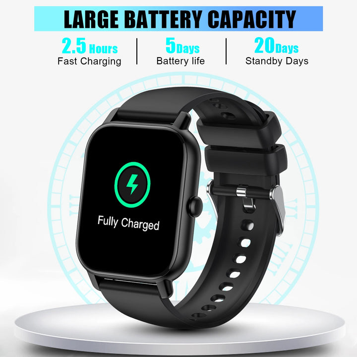 AI Voice Assistant Smart Watch for Men/Women, 1.85'' HD Touch Screen Fitness Trackers with Wireless Call/ IP68 Waterproof