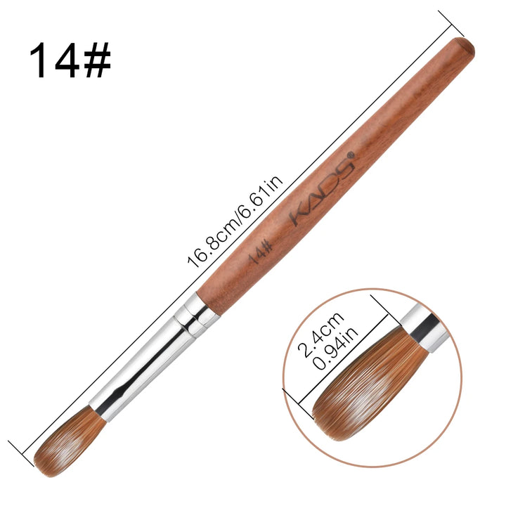KADS Acrylic Nail Brush Crimped Kolinsky Sable UV Nail Art Gel Extension Brush Manicure Brush Flat Round Red Wood Nail Brush
