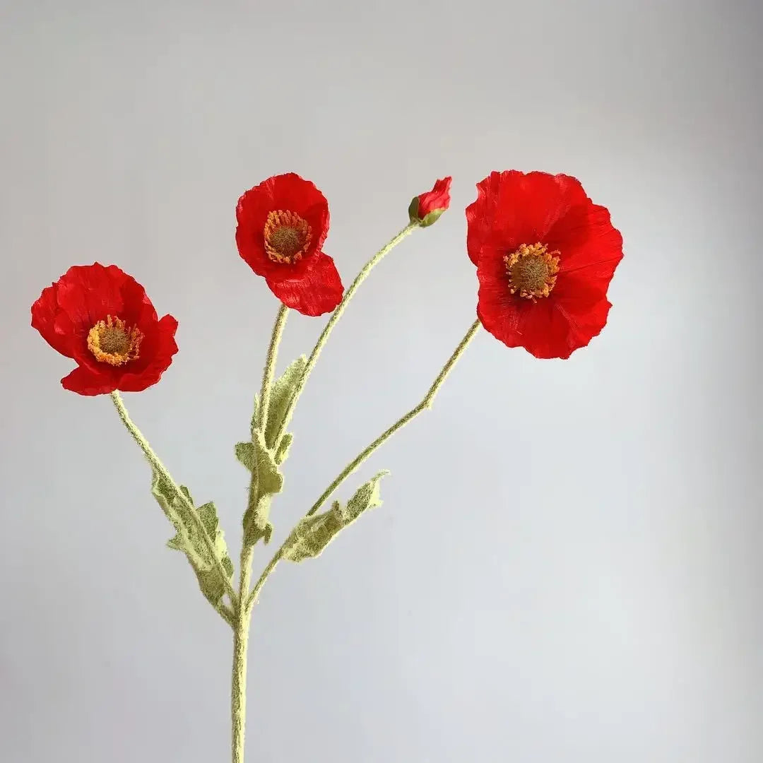 Artificial Silk Poppy Flowers Bouquet
