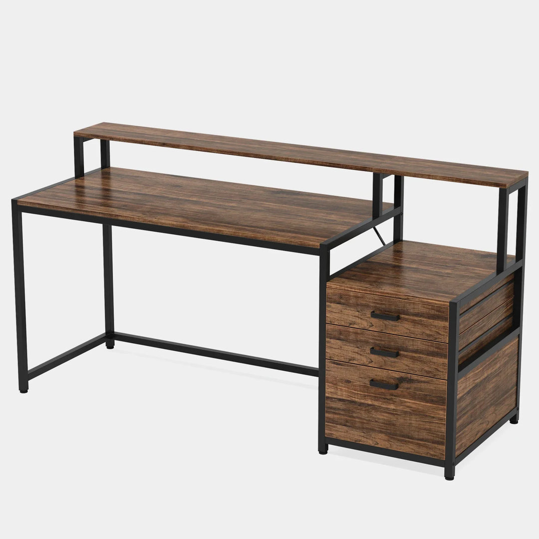 63-Inch Office Desk with Storage