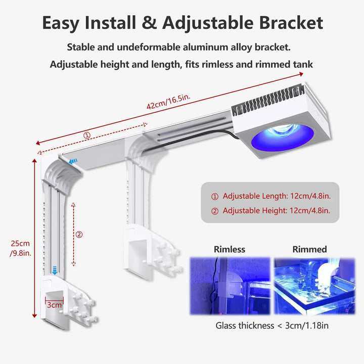 PopBloom WiFi Aquarium LED Light, Marine Aquarium Light,Full Spectrum for Saltwater Reef Coral SPS/LPS Fish Aquarium Tank