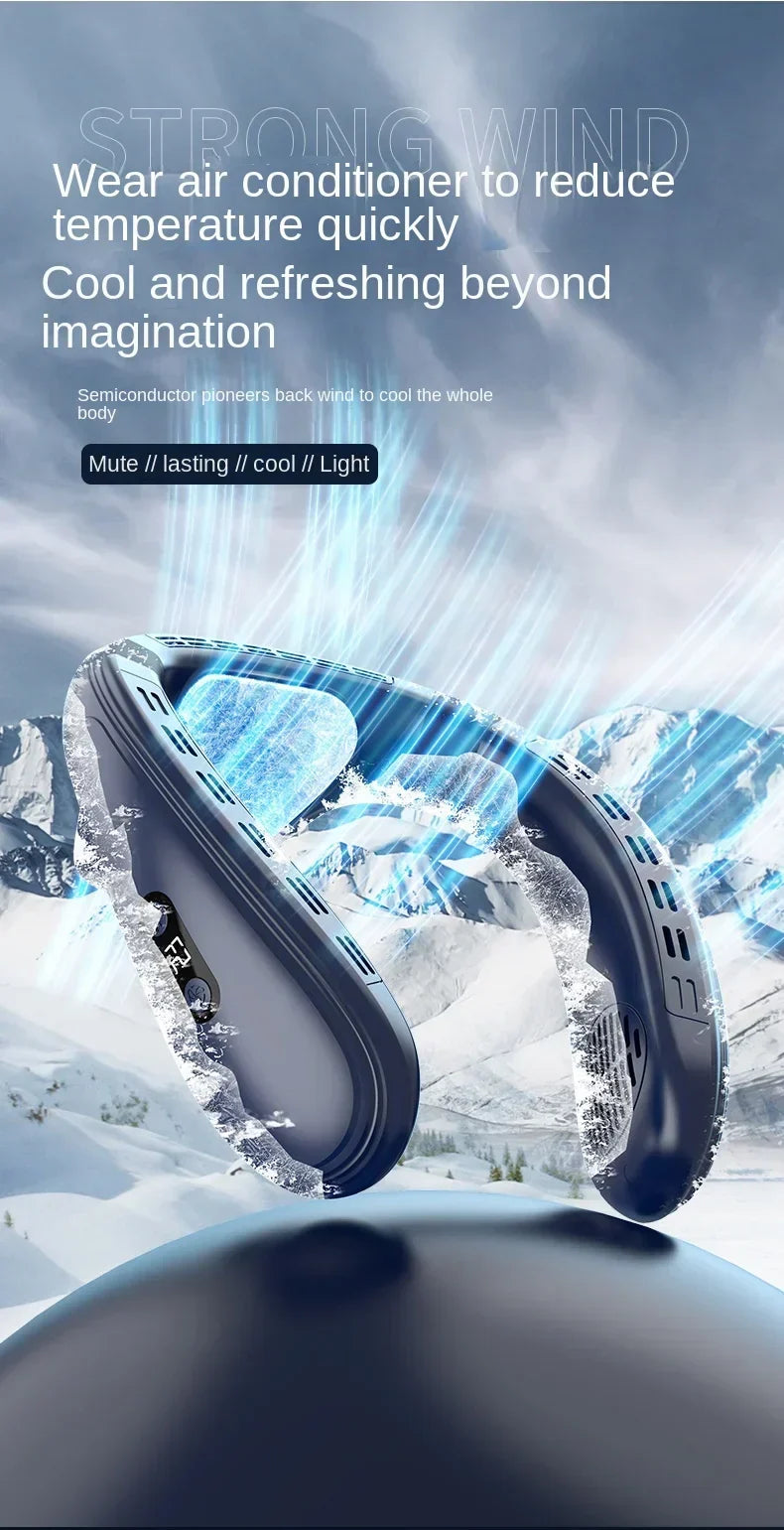 New Neck Air Conditioner Portable Neck Fan Rechargeable Semiconductor Cooling Bladeless Fan Outdoor Personal Fan Wearable Cooler