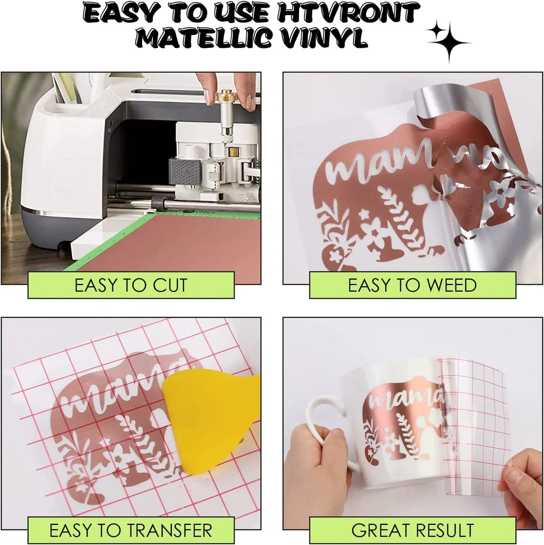 9pcs HTVRONT 30X30cm Matte Metallic Permanent Adhesive Vinyl Bundle Sheets Sticky Craft Sticker Film for Cricut DIY Decor