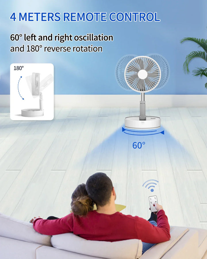 UNITEDTME Oscillating Fan Foldaway with Remote Control, Battery Powered  Fan for Camping, 4 Speed, Timer,  Portable