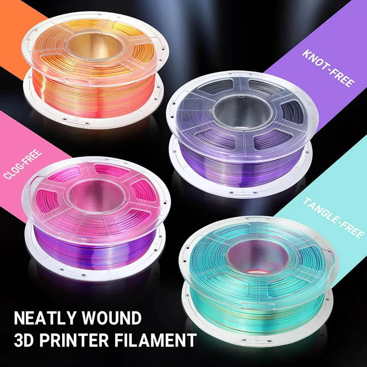JAYO  pla plus SILK Three Colors Silk Rainbow 3D Printer Filament 1.75mm 100% No Bubble FDM 3D Printer Materials for 3D Printer