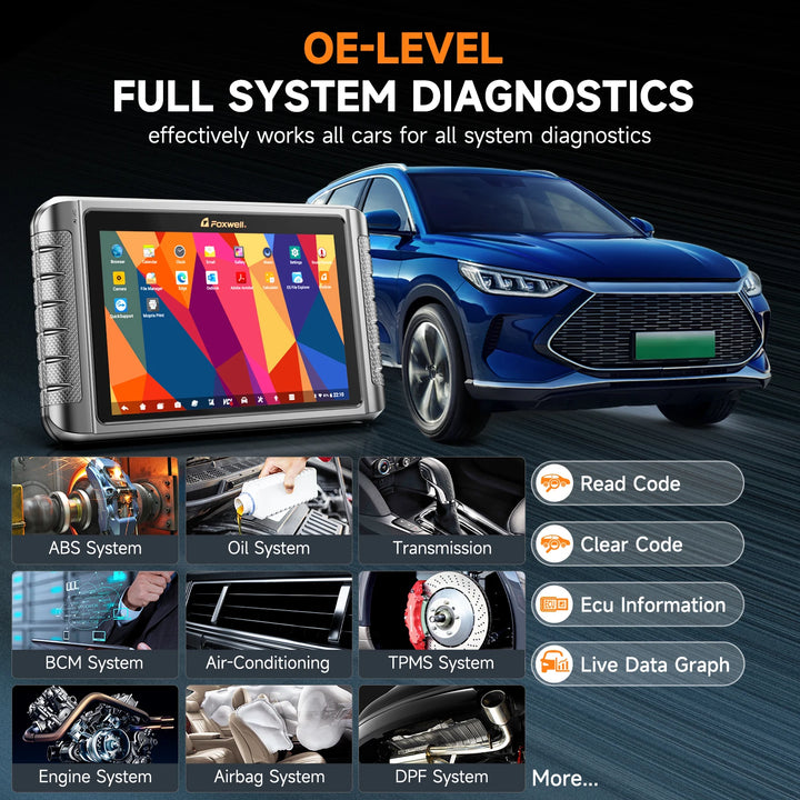 FOXWELL NT1009 10.1 inch OBD2 Car Scanner ECU Coding Active Test Guided Functions OE All System OBD2 Automotive Diagnosis Tools