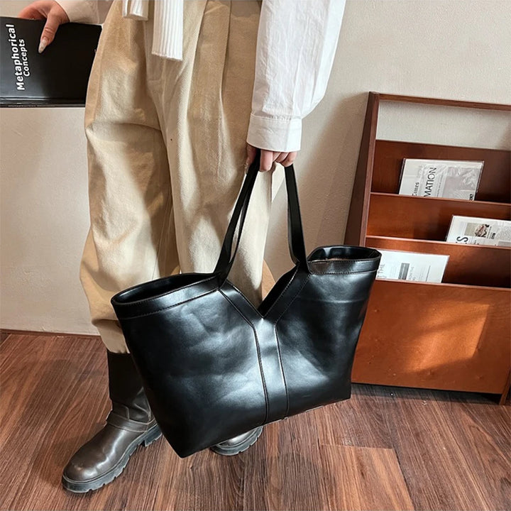 Soft Luxury Y Letter Women Shoulder Bag New Genuine Leather Fashion Large Capacity Tote Bag High-end Casual Commuting Brand Bag