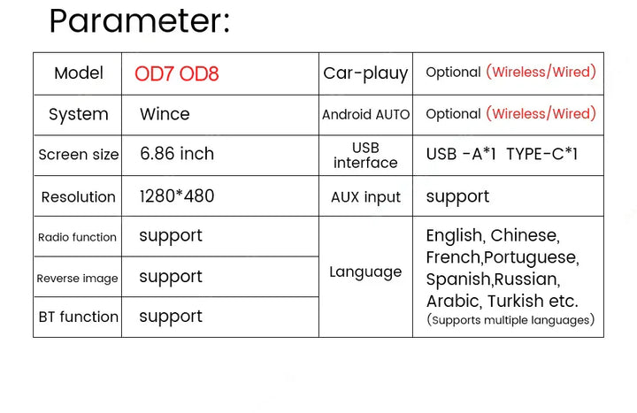 NaviFly 6.86'' 1Din Car Radio Multimedia Player MP5 FM Radio Wireless/Wired Carplay Android Auto Car Stereo 1 din 1280*480