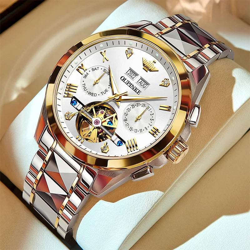 OUPINKE Automatic Mechanical Watch for Men 50M Waterproof Sapphire Mirror Luxury High Level Wristwtch