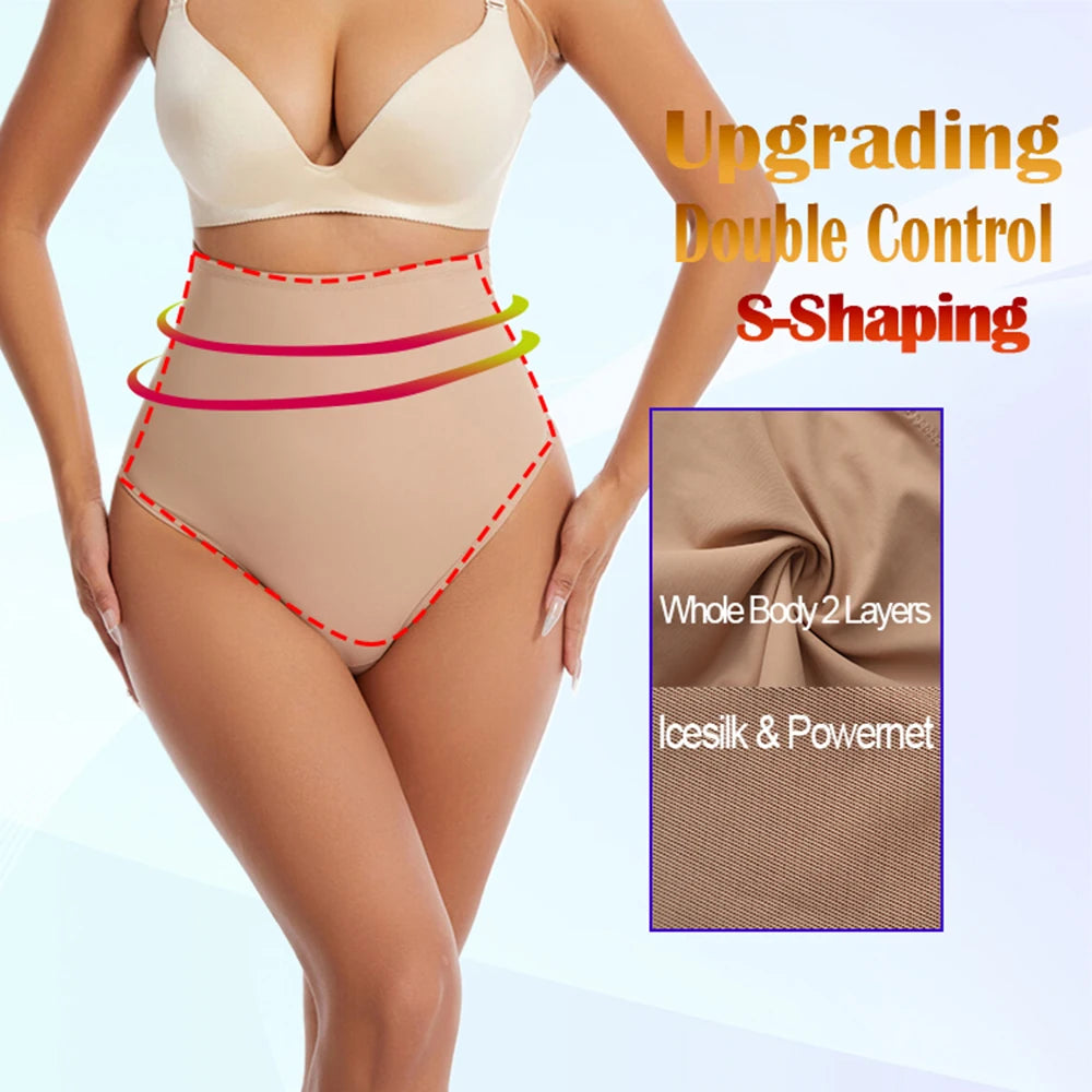 Women Thong Shapewear High Waist Body Shaper Tummy Control Stretch Black Sexy Slimming Underwear Smooth Body Nude T-Back Brief