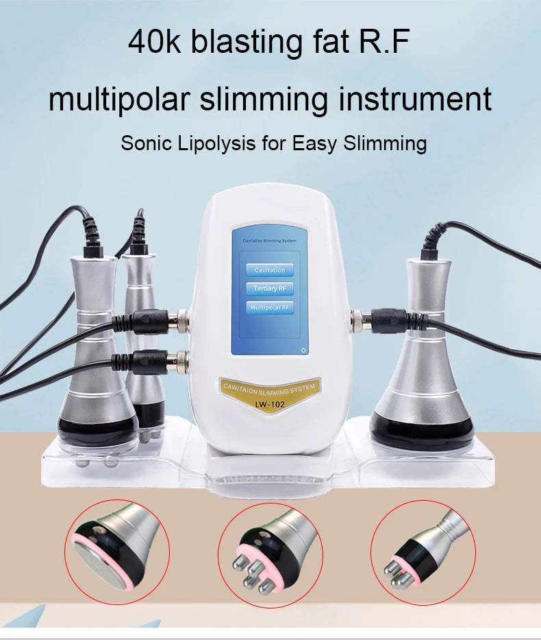 3 In 1 40K  Cavitation  Machine Body Facial Radiofrequency Massage Weight Loss Machine Body Shaping Slimming Fat Burn