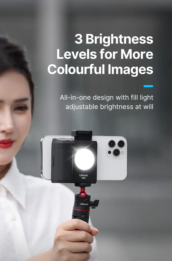 Ulanzi CG02 Smartphone Selfie Grip Wireless Bluetooth Handle with 5500k Fill Light Phone As Camera Photo Stabilizer