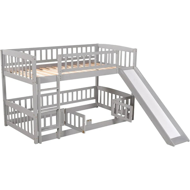 Twin Low Bunk Bed with Slide