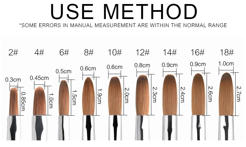 KADS Acrylic Nail Brush Crimped Kolinsky Sable UV Nail Art Gel Extension Brush Manicure Brush Flat Round Red Wood Nail Brush