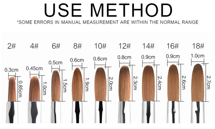 KADS Acrylic Nail Brush Crimped Kolinsky Sable UV Nail Art Gel Extension Brush Manicure Brush Flat Round Red Wood Nail Brush