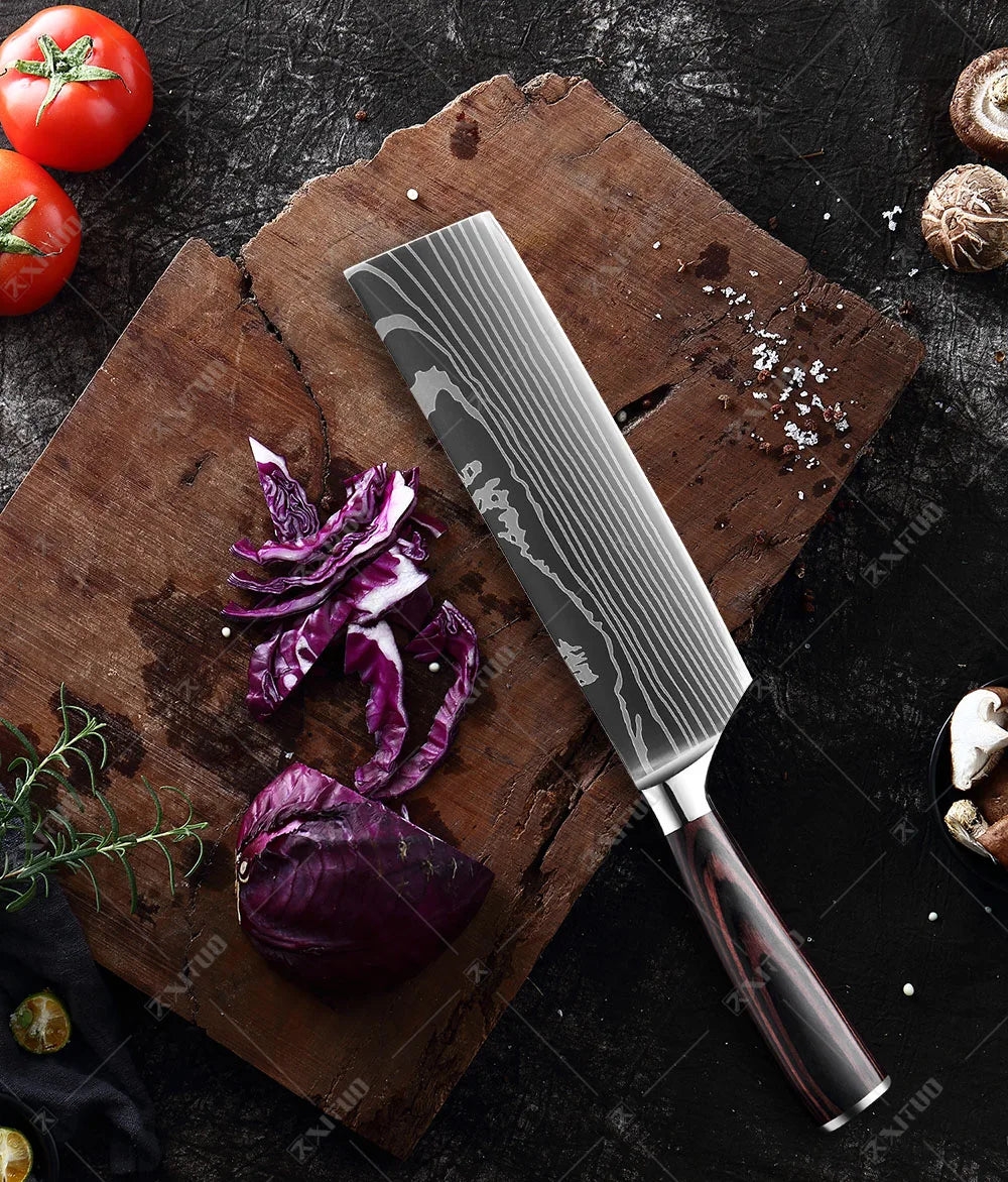 XITUO Professional Damascus Laser Pattern Chef Knife High-Quality Kitchen Knife, Sharp Slicing Cleaver, Boning & Utility Knife