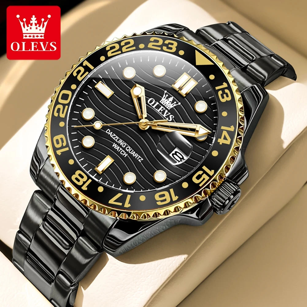 OLEVS Original Brand High Fashion Men's watch WaterproofCalendar Quartz Watch for Male Luminous Stainless Steel Authentic Watch