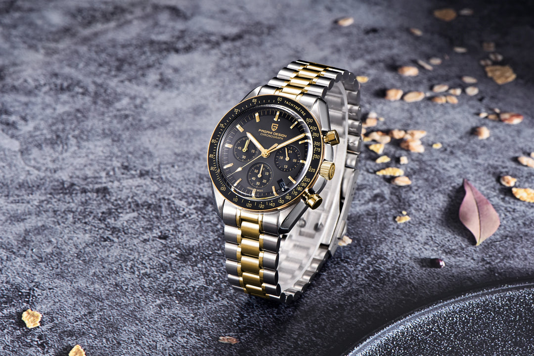 PAGANI DESIGN 2025 Silver Gold Moon Luxury Quartz Watches Men Sport Chronograph Sapphire Crystal Stainless steel Watch For Men