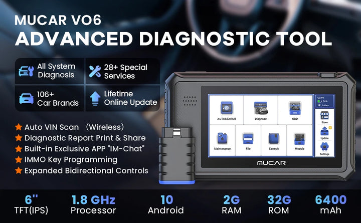 THINKCAR MUCAR VO6 Best Professional Car Diagnostic Tools Full System Automotive Obd2 Scanner OBD Auto Diagnosis 28 Resets Free