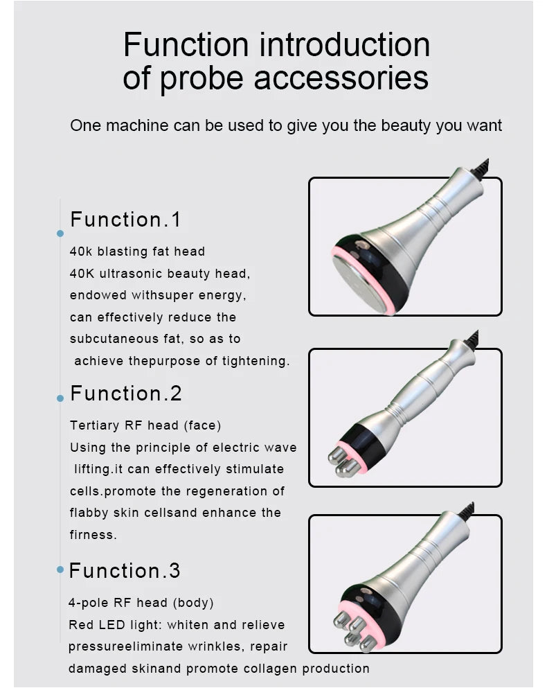 3 In 1 40K  Cavitation  Machine Body Facial Radiofrequency Massage Weight Loss Machine Body Shaping Slimming Fat Burn