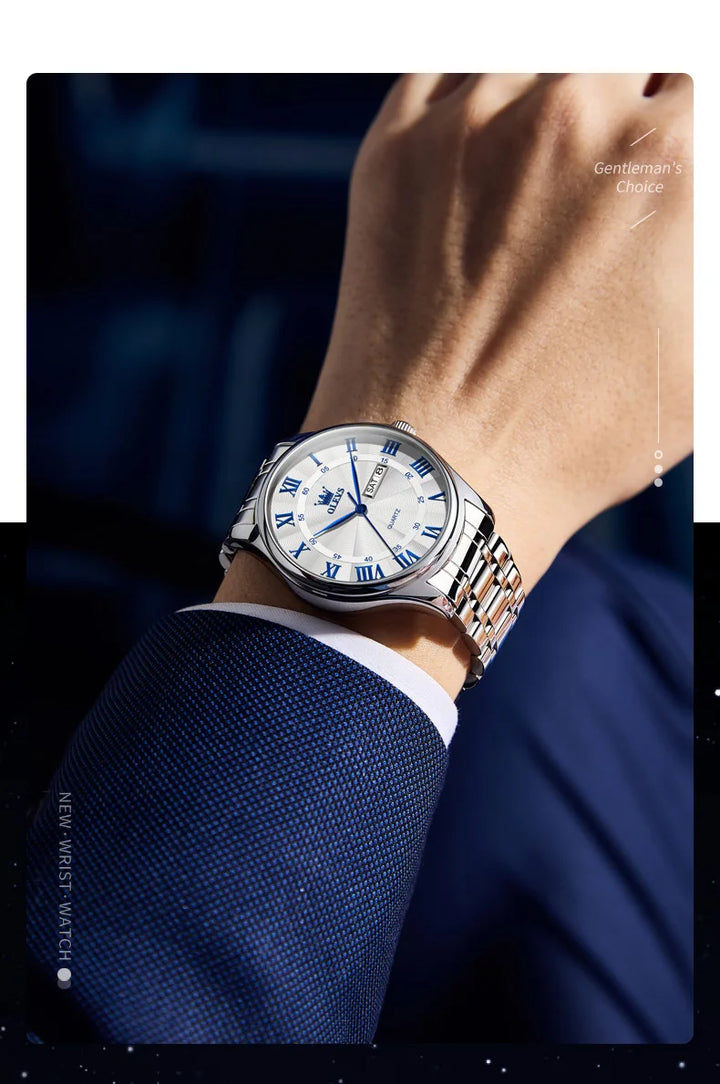 OLEVS 3663 Mens Watch Classic Original Brand Quartz Watch Waterproof  Luminous Watches For Men Dual Calendar Display Gifts Box