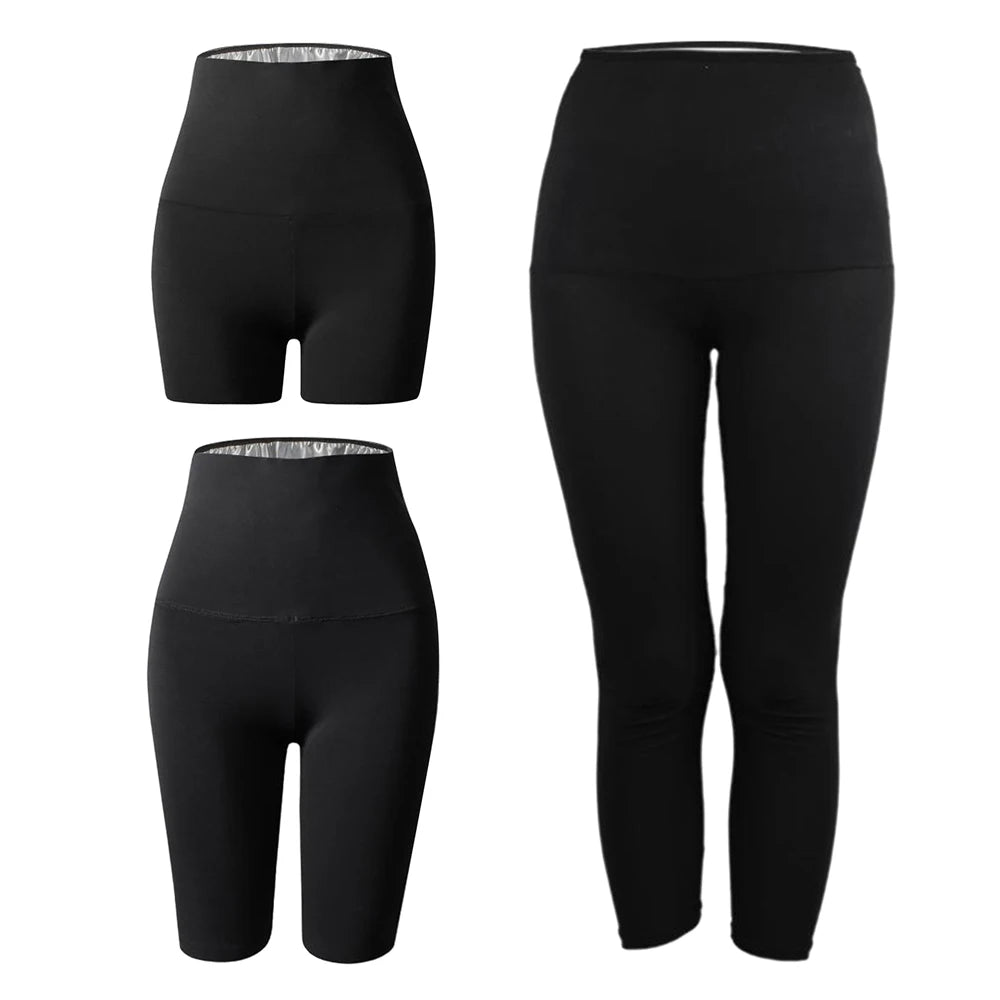 Sauna Sweat Suit Weight Loss Shapewear Shorts Pockets Waist Trainer Body Shaper Sweatsuit Exercise Fitness Gym for Women Girls