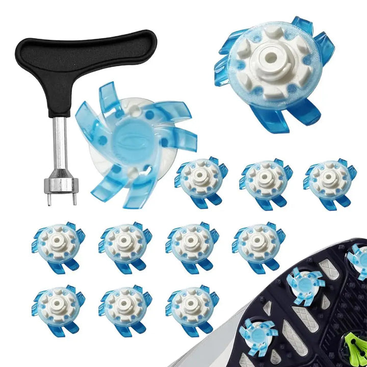 Spikes For Golf Shoes 12 Pieces Anti Slip Golf Shoe Spikes Golf Cleat Quick Twist Golf Spikes Golf Cleats Portable Wrench Screw