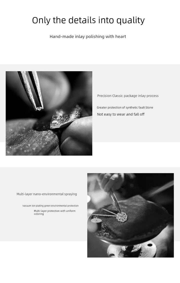 Four-Leaf Clover Genuine Love Necklace Women's Sterling Silver 999