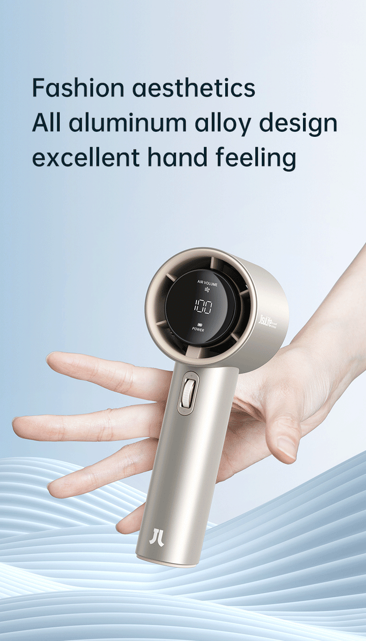 JISULIFE Mini Portable Hand Fan, 100 Wind Speeds, 5000mAh USB Battery Rechargeable, LED Digital Display, Travel,Camping,Outdoor