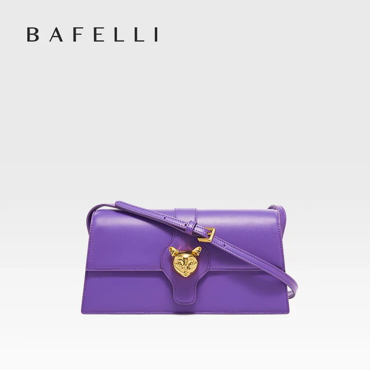 BAFELLI CAT 2025 NEW WOMEN'S BAG LUXURY BRAND FASHION RETRO STYLE DENIM TRENDING SHOULDER CLUTCH FEMALE LEATHER FLAP PURSE