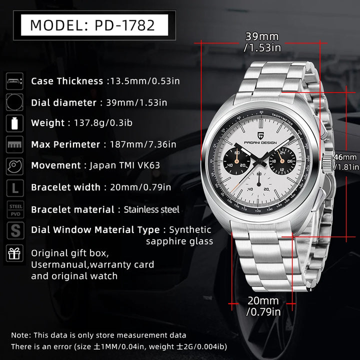 PAGANI DESIGN 2024 New Panda Dial Men Watches Luxury Quartz Watch For Men Japan VK63 Sport Chronograph Sapphire glass Wristwatch