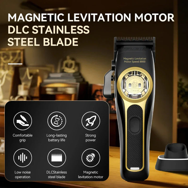 Kemei Professional Hair Clipper Magnetic Levitation Motor 8800 Rpm Charging Base Hair Clipper Men's Hair Clipper KM-2373