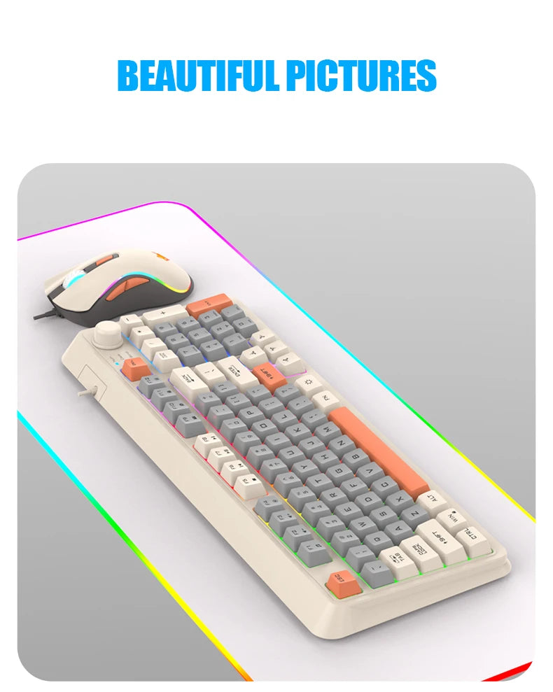 K820 USB Wired Game Keyboard Mouse Set Illuminated Desktop/Laptop Home Office Female Male Keyboard