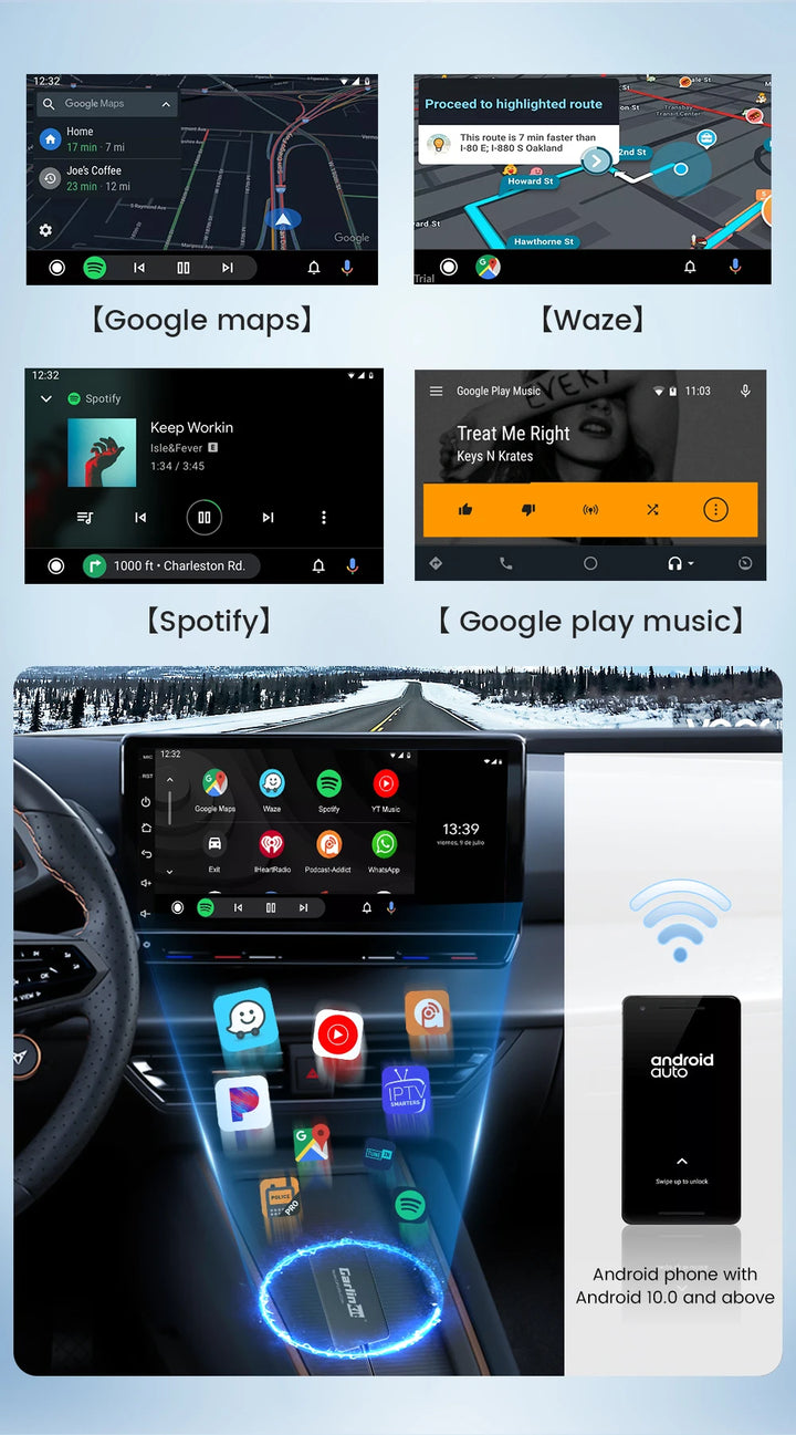 Carlinkit Wired/Wireless CarPlay Wireless Android Auto Dongle Mirror For Modify Android Screen Car Ariplay  Smart Link IOS 14 15