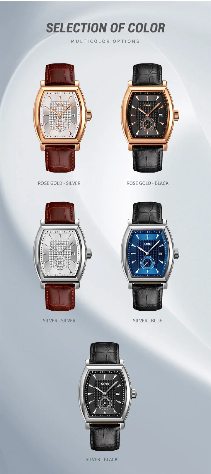 SKMEI relogio masculino Top Brand Luxury Genuine Leather Strap Business Mens Watches Waterproof Quartz Date Time Wristwatches