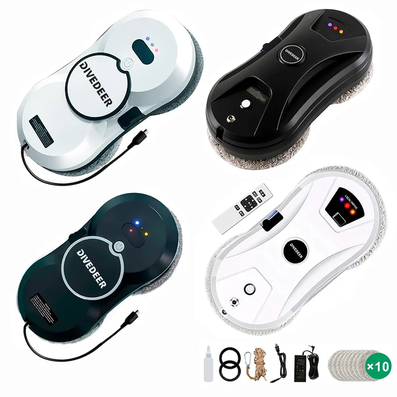 DIVEDEER Home intelligent cleaning robot with automatic water spraying function, anti drop magnetic glass cleaning machine