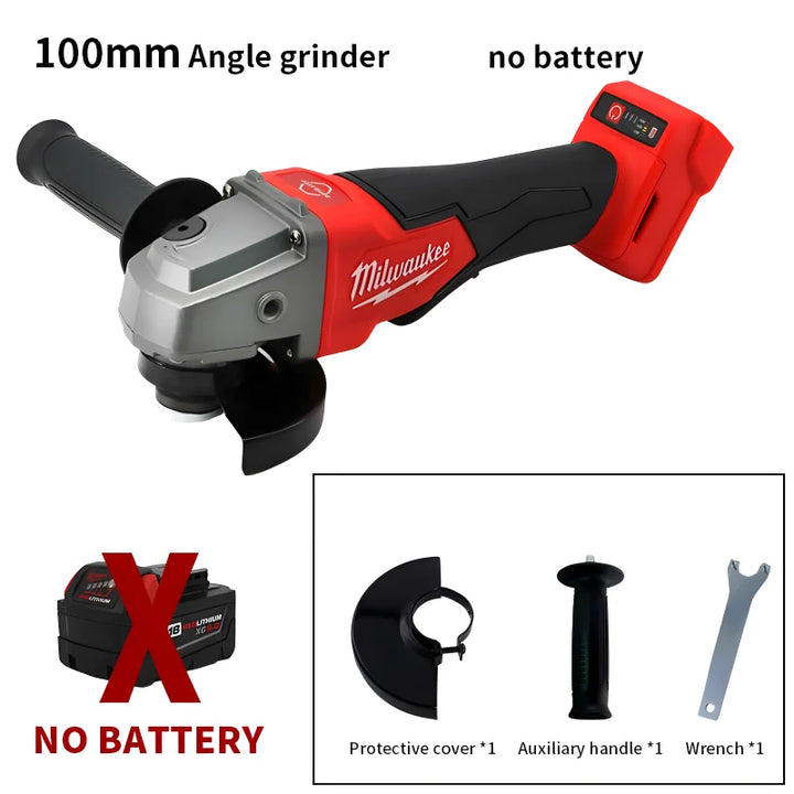 Milwaukee 100/125mm Brushless Angle Grinder Polishing Cutting Machine 18V Battery High Power Electric Cordless Power Tools