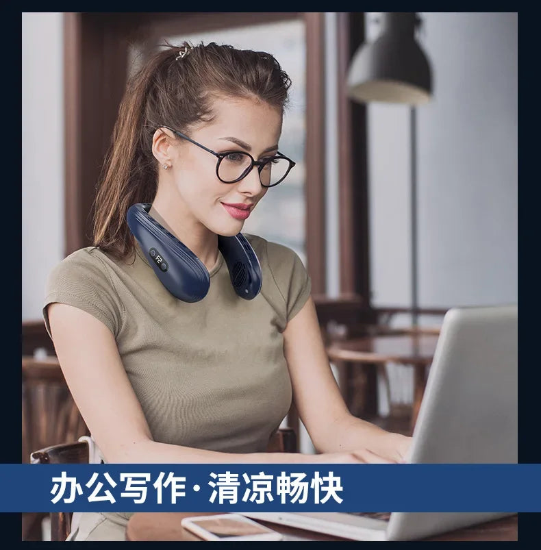 New Neck Air Conditioner Portable Neck Fan Rechargeable Semiconductor Cooling Bladeless Fan Outdoor Personal Fan Wearable Cooler