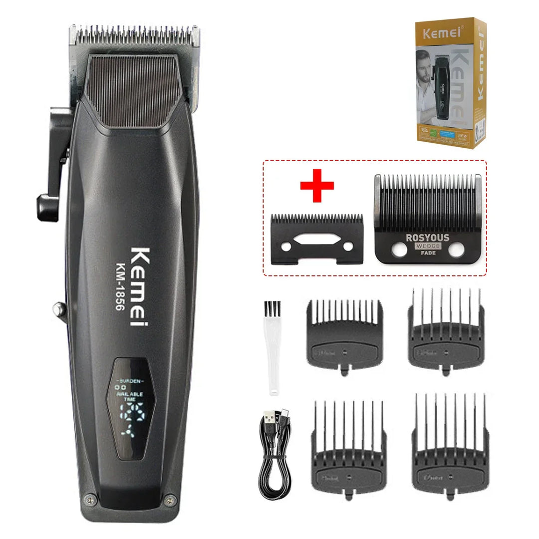 Kemei KM-1856 Men's Hair Clipper LED Display Cordless USB Interface Professional Hair Cutting Machine Hair Trimmer Haircut