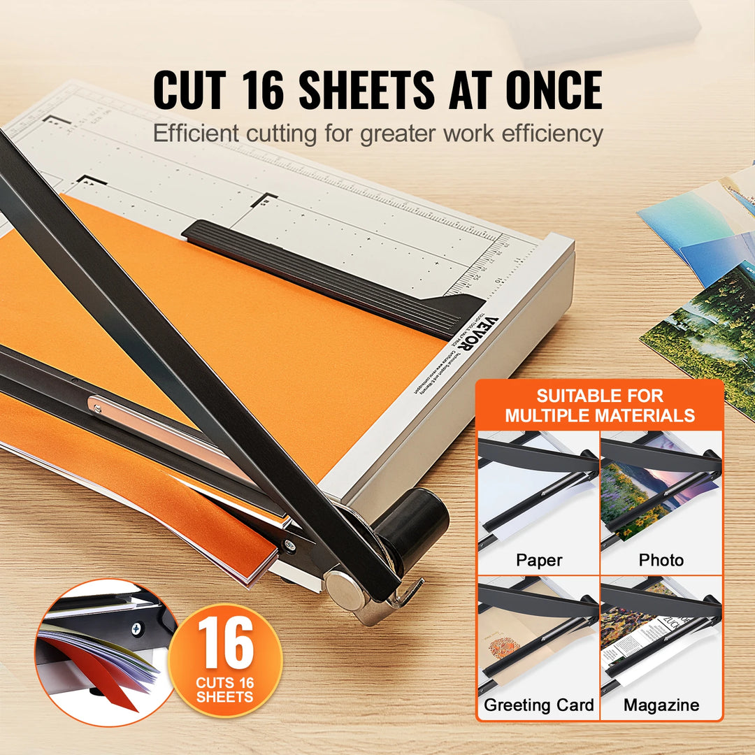 VEVOR Paper Cutter Guillotine Trimmer 15"/18" Cut Length 16/20 Sheets Capacity Heavy Duty Paper Cutter for Home Office School
