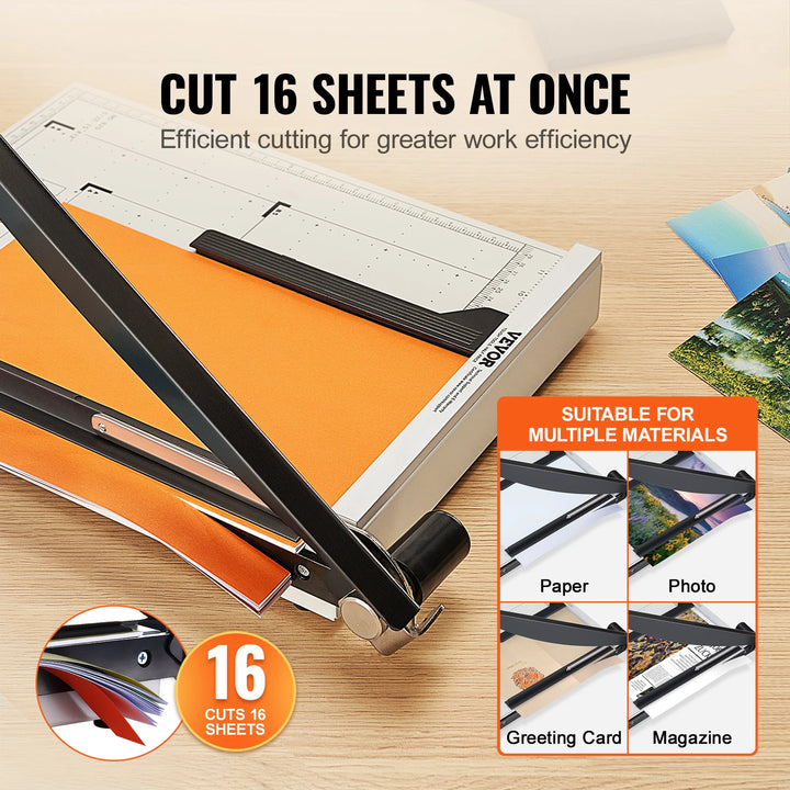 VEVOR Paper Cutter Guillotine Trimmer 15"/18" Cut Length 16/20 Sheets Capacity Heavy Duty Paper Cutter for Home Office School