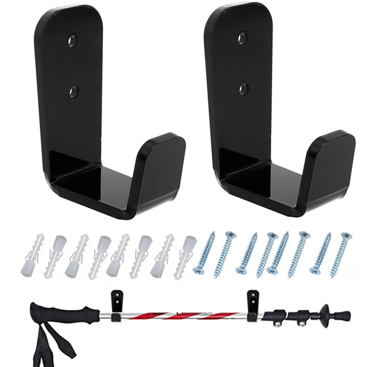 2pcs Hockey Stick Display Stand Acrylic Wall Mount Black Hockey Stick Supports Bracket Holder Horizontal Hanger