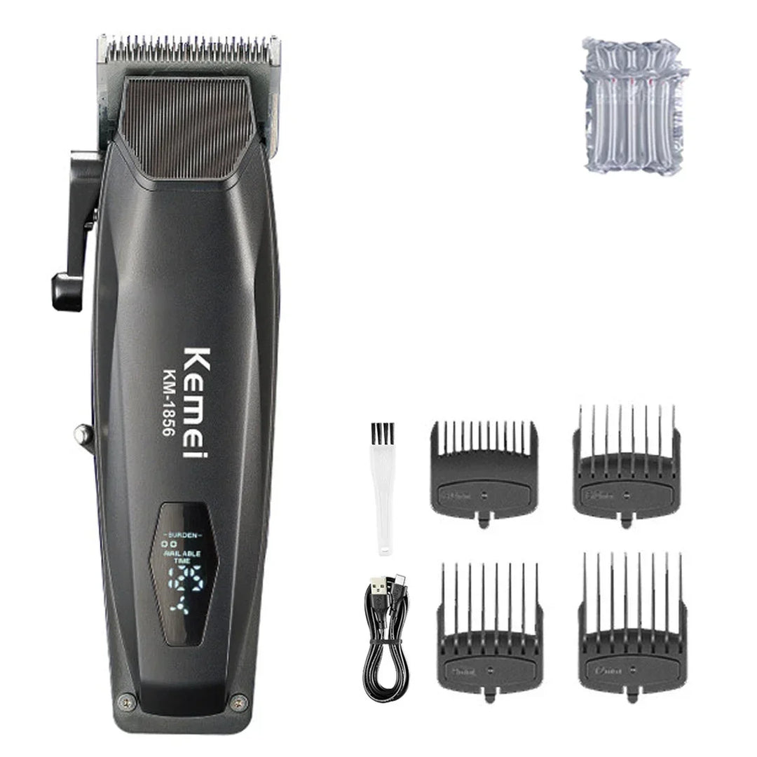 Kemei KM-1856 Men's Hair Clipper LED Display Cordless USB Interface Professional Hair Cutting Machine Hair Trimmer Haircut