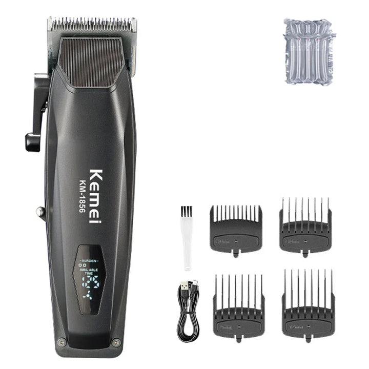 Kemei KM-1856 Men's Hair Clipper LED Display Cordless USB Interface Professional Hair Cutting Machine Hair Trimmer Haircut